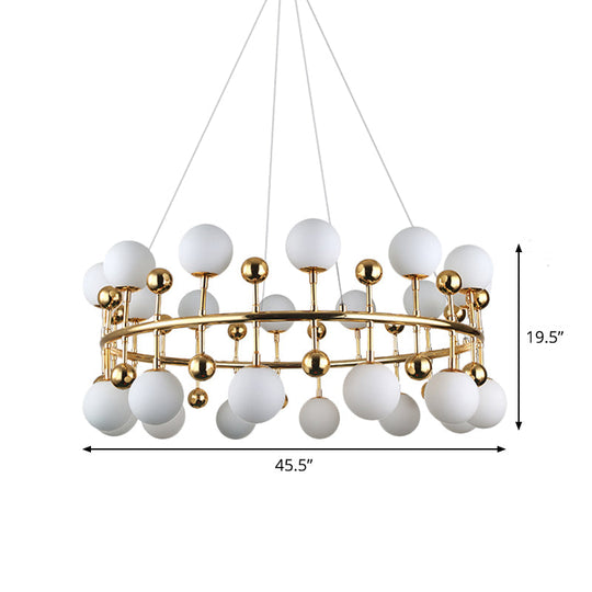 Gold Metallic Sphere Shade Suspension Light: Modern Hotel Villa Chandelier