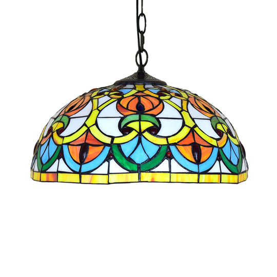 Black Stained Glass Bowl Pendant Light – Tiffany Style Living Room