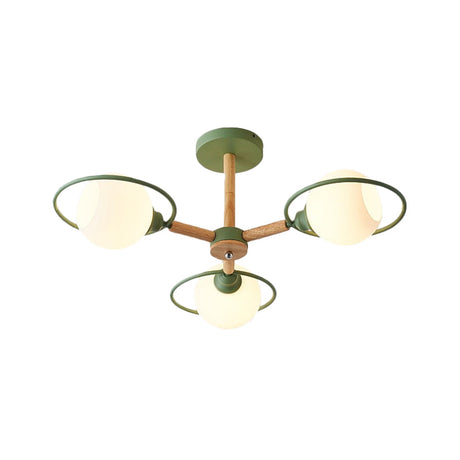 Nordic Style White Sphere Ceiling Light With Frosted Glass Shade - Elegant Dining Room Mount Ring