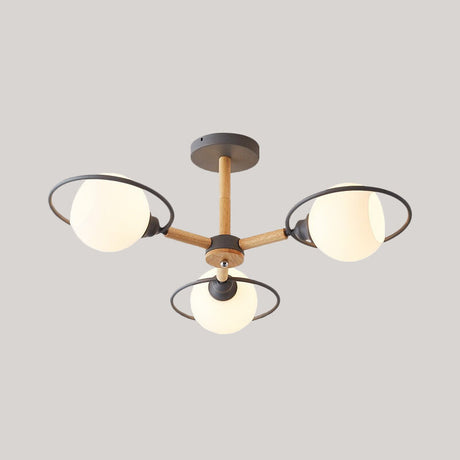 Nordic Style White Sphere Ceiling Light With Frosted Glass Shade - Elegant Dining Room Mount Ring