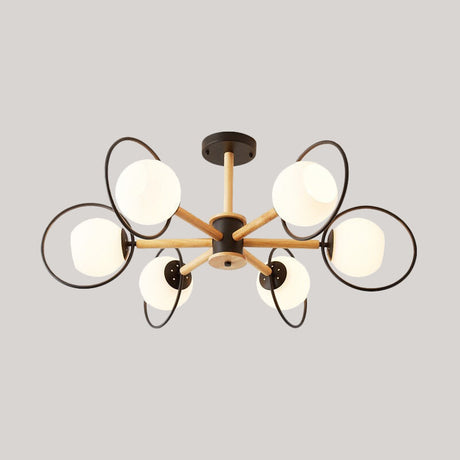 Nordic Style White Sphere Ceiling Light With Frosted Glass Shade - Elegant Dining Room Mount Ring
