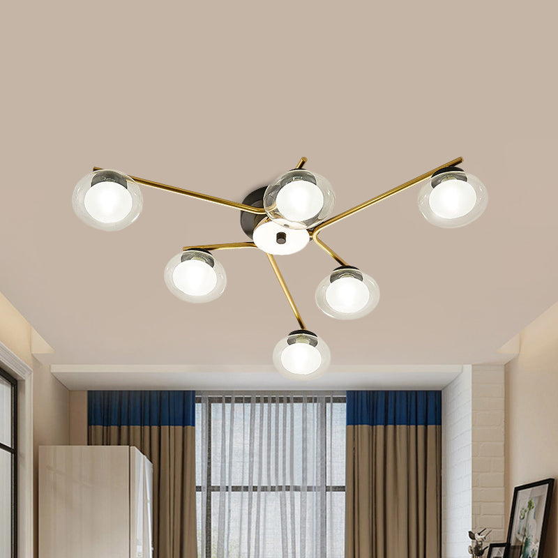 Sleek Metal Semi Flush Mount Ceiling Lamp With Multi - Head And Oval Shade - Stylish Lighting For