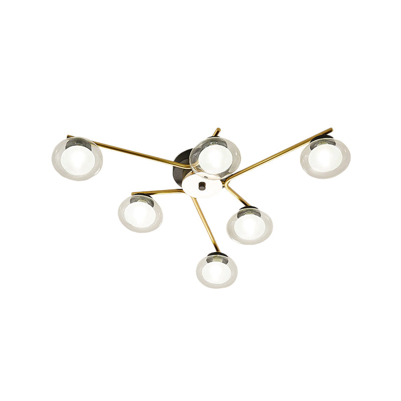 Sleek Metal Semi Flush Mount Ceiling Lamp With Multi - Head And Oval Shade - Stylish Lighting For