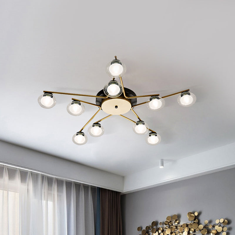 Sleek Metal Semi Flush Mount Ceiling Lamp With Multi - Head And Oval Shade - Stylish Lighting For
