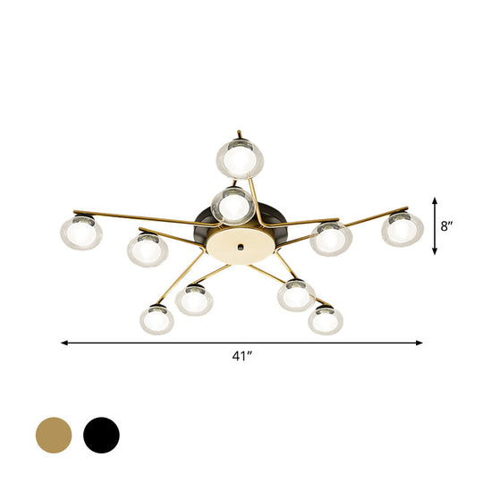 Sleek Metal Semi Flush Mount Ceiling Lamp With Multi - Head And Oval Shade - Stylish Lighting For