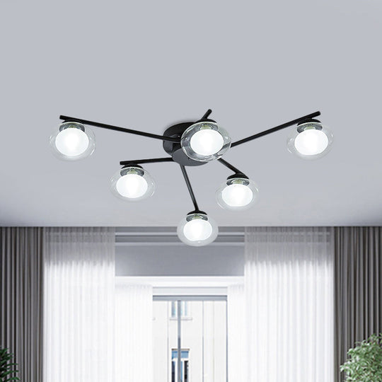 Sleek Metal Semi Flush Mount Ceiling Lamp With Multi - Head And Oval Shade - Stylish Lighting For