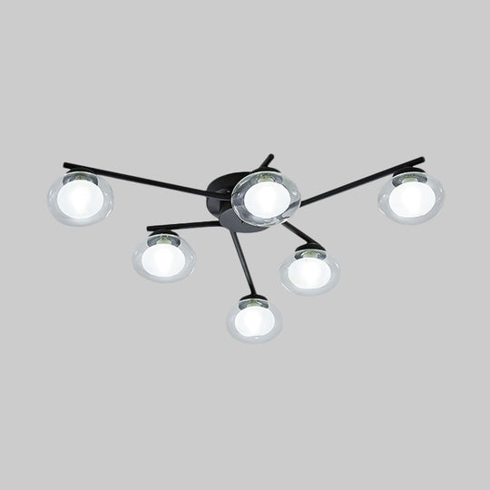 Sleek Metal Semi Flush Mount Ceiling Lamp With Multi - Head And Oval Shade - Stylish Lighting For