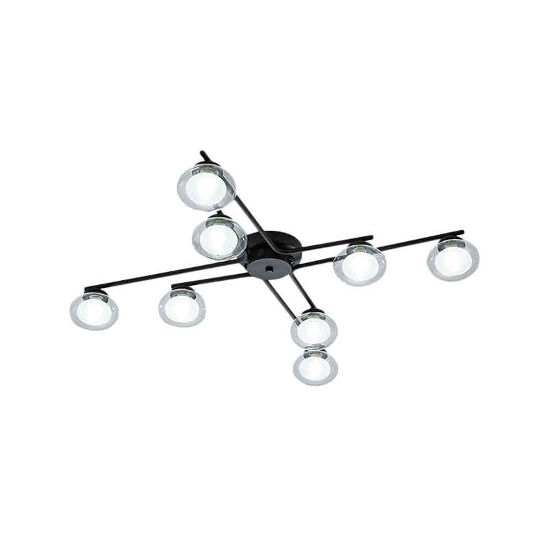 Sleek Metal Semi Flush Mount Ceiling Lamp With Multi - Head And Oval Shade - Stylish Lighting For