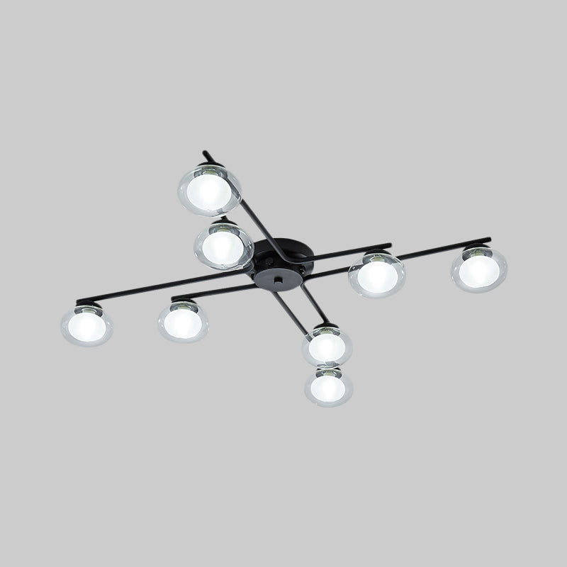 Sleek Metal Semi Flush Mount Ceiling Lamp With Multi - Head And Oval Shade - Stylish Lighting For