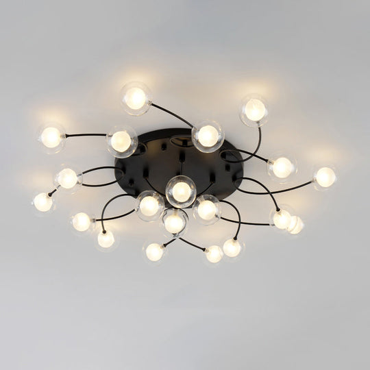 Romantic Twist Arm Black Ceiling Light: Multi - Head Semi Flushmount For Living Room