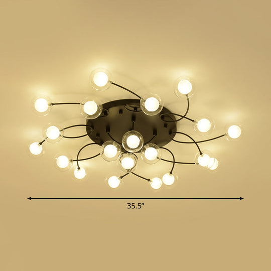 Romantic Twist Arm Black Ceiling Light: Multi - Head Semi Flushmount For Living Room