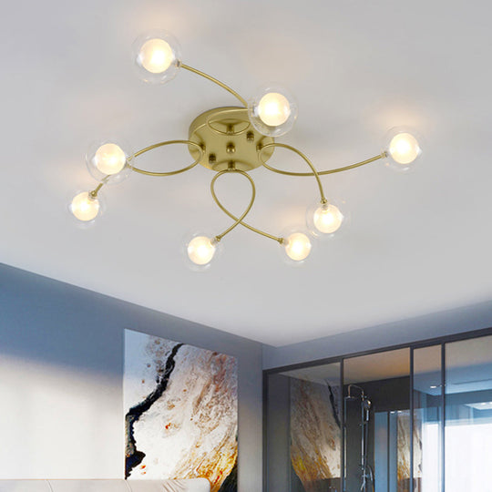 Gold Romantic Metallic Ceiling Light For Living Room Villa - Multi - Head Semi Flush Mount 8 /