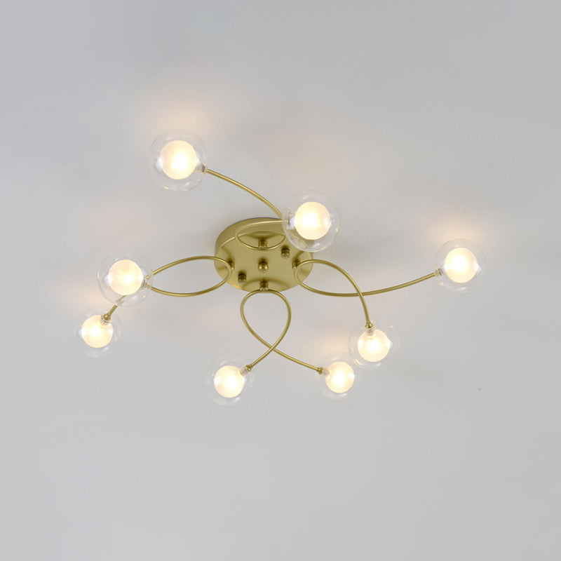 Gold Romantic Metallic Ceiling Light For Living Room Villa - Multi - Head Semi Flush Mount