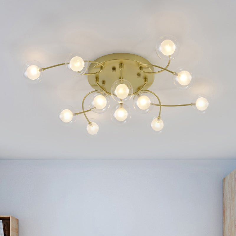 Gold Romantic Metallic Ceiling Light For Living Room Villa - Multi - Head Semi Flush Mount