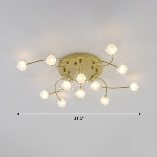 Gold Romantic Metallic Ceiling Light For Living Room Villa - Multi - Head Semi Flush Mount