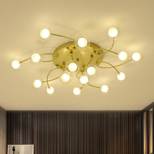 Gold Romantic Metallic Ceiling Light For Living Room Villa - Multi - Head Semi Flush Mount 16 /