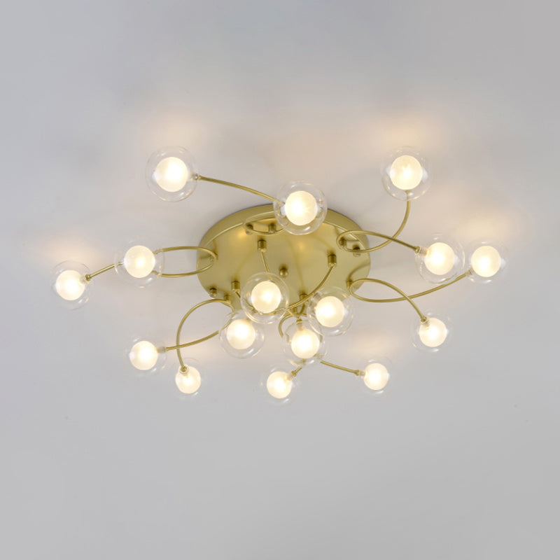Gold Romantic Metallic Ceiling Light For Living Room Villa - Multi - Head Semi Flush Mount