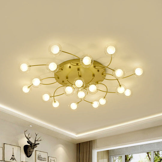 Gold Romantic Metallic Ceiling Light For Living Room Villa - Multi - Head Semi Flush Mount 20 /