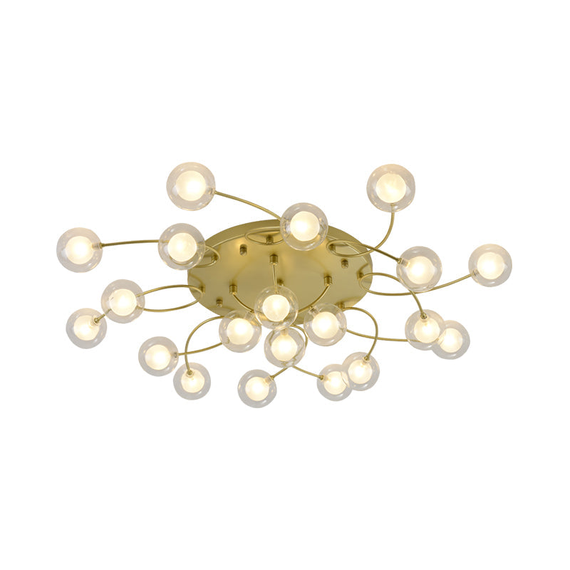 Gold Romantic Metallic Ceiling Light For Living Room Villa - Multi - Head Semi Flush Mount