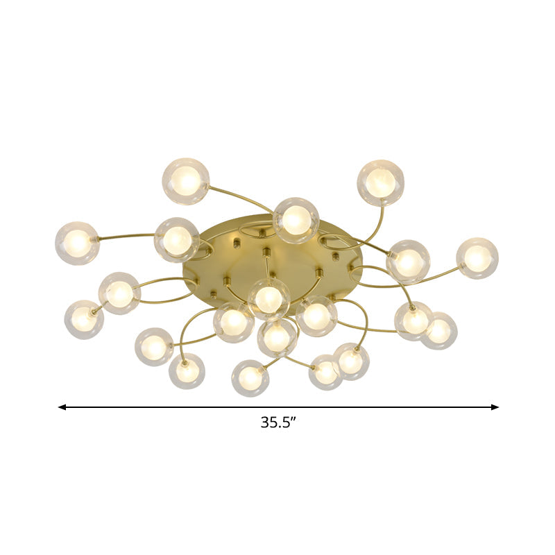 Gold Romantic Metallic Ceiling Light For Living Room Villa - Multi - Head Semi Flush Mount