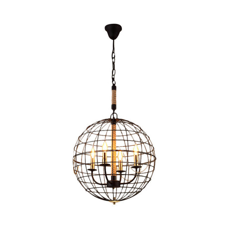 Vintage Globe Hanging Lamp With 3/4/6 Lights & Golden Iron Frame For Dining Room