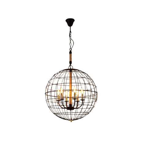 Vintage Globe Hanging Lamp With 3/4/6 Lights & Golden Iron Frame For Dining Room