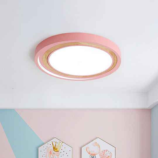 Led Macaron Style Ceiling Lamp For Boys And Girls Bedroom - Acrylic Circle Mount Light