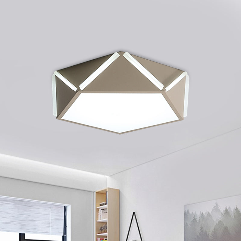 Pentagonal Flushmount Led Ceiling Lamp For Childs Bedroom - Modern Acrylic Metal Design