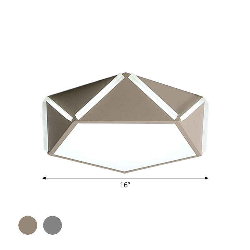 Pentagonal Flushmount Led Ceiling Lamp For Child’s Bedroom - Modern Acrylic Metal Design
