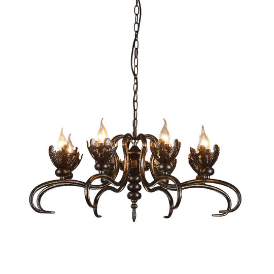 Rustic Antique Candle Chandelier – Stylish Twist Arm Pendant Light For Farmhouse Décor
