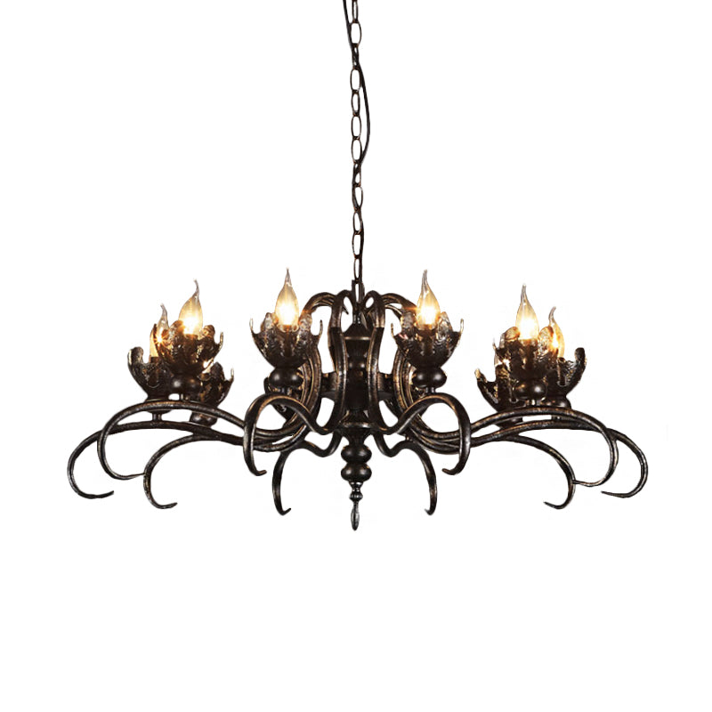 Rustic Antique Candle Chandelier – Stylish Twist Arm Pendant Light For Farmhouse Décor