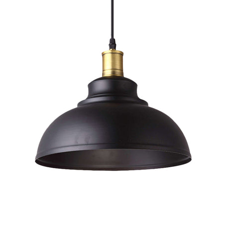 Vintage Style Black Metal Pendant Lamp With Plug-In Cord - 1 Light Bowl Shade Hanging For
