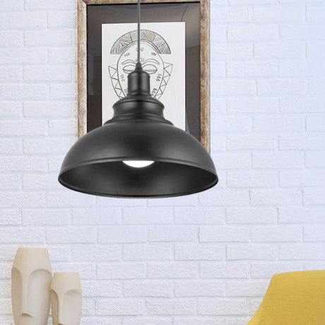Vintage Style Metallic Black Dome Pendant Lamp With Plug-In Cord