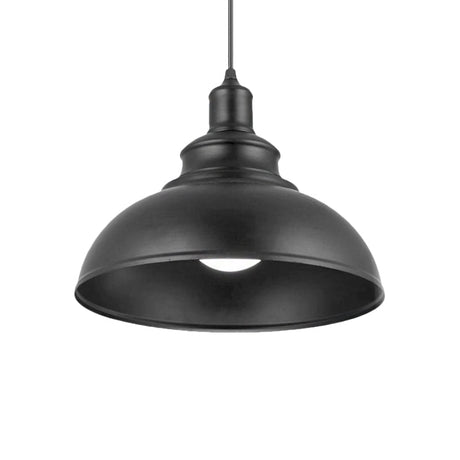 Vintage Style Metallic Black Dome Pendant Lamp With Plug-In Cord