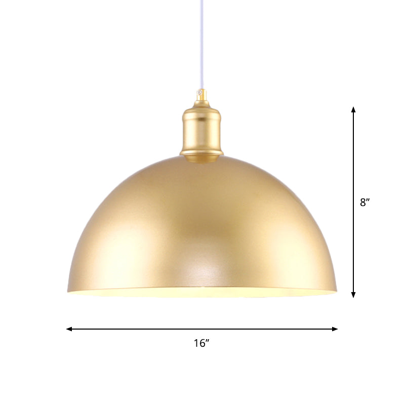 Vintage Industrial Hanging Lamp With Metallic Golden Dome Shade And 1 Bulb 12/16 Inch Width