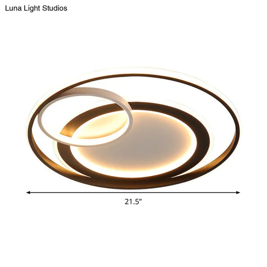 18/21.5 Contemporary Acrylic Wide Ring Ceiling Light In Black/Gold - Led Flush Mount Lamp With