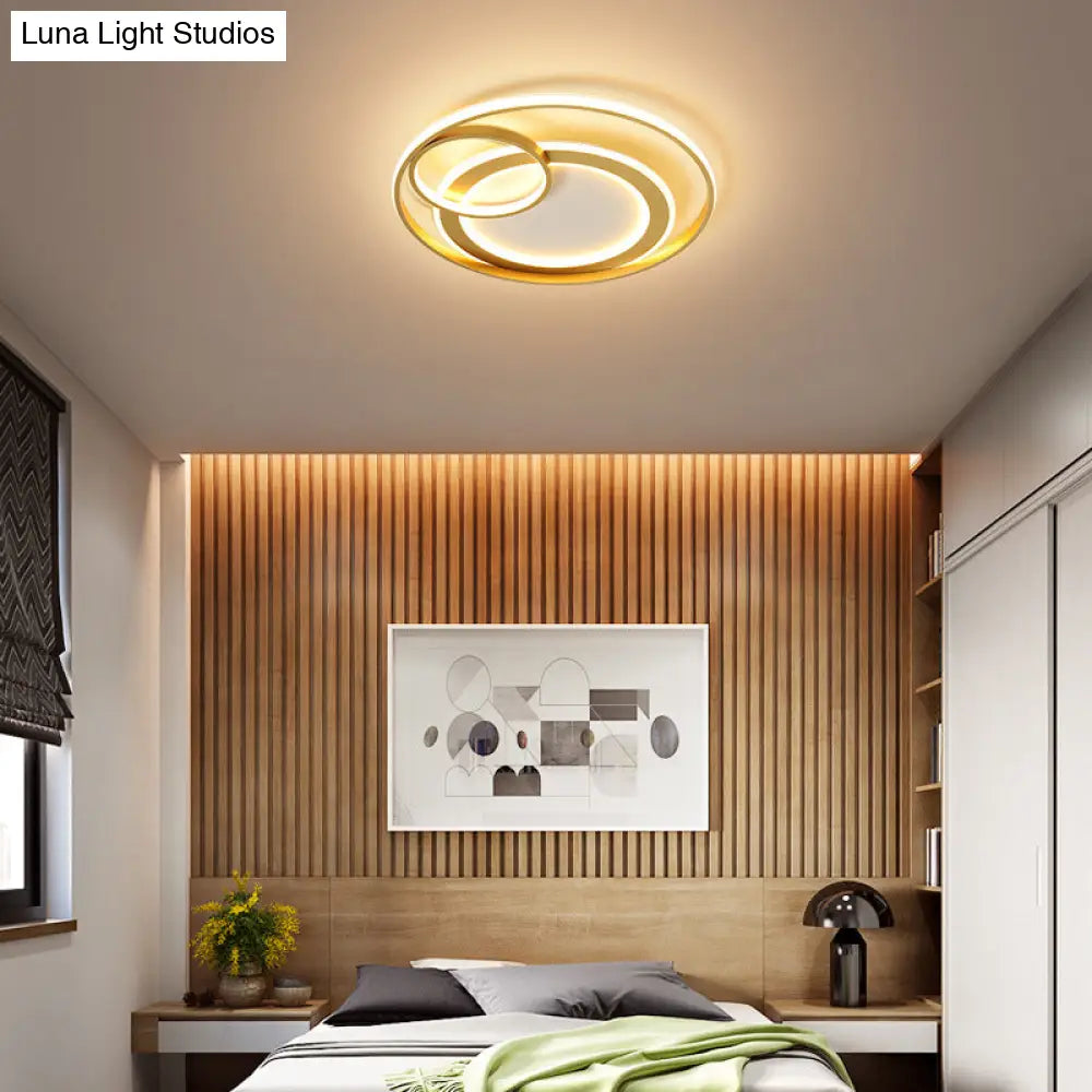 18’/21.5’ Contemporary Acrylic Wide Ring Ceiling Light In Black/Gold - Led Flush Mount Lamp