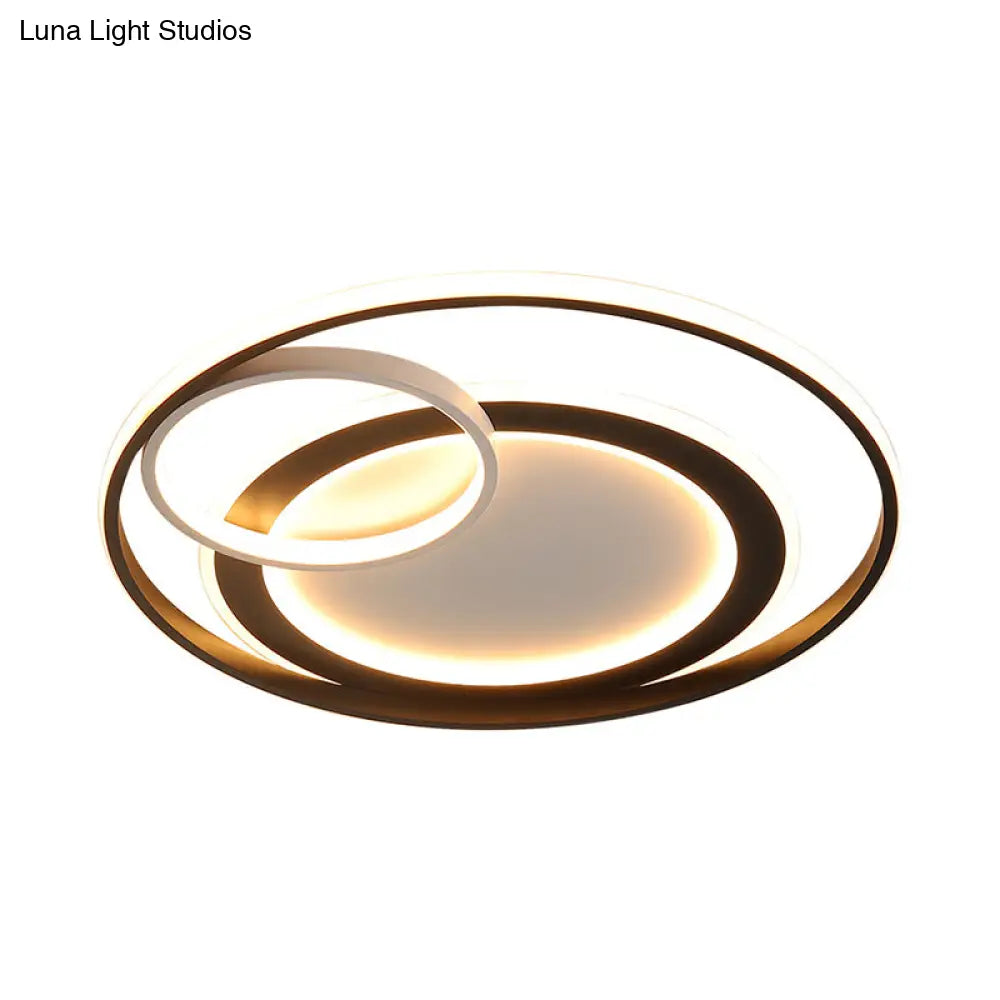 18’/21.5’ Contemporary Acrylic Wide Ring Ceiling Light In Black/Gold - Led Flush Mount Lamp