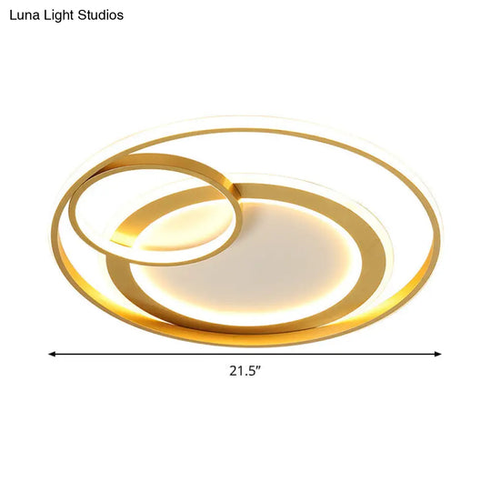 18/21.5 Contemporary Acrylic Wide Ring Ceiling Light In Black/Gold - Led Flush Mount Lamp With