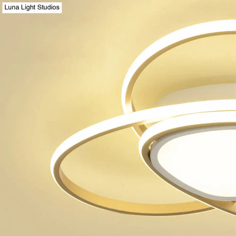 18’/21.5’ Contemporary Led Gold Finish Flush Mount Lamp - Acrylic Ceiling Light With 3 - Loop