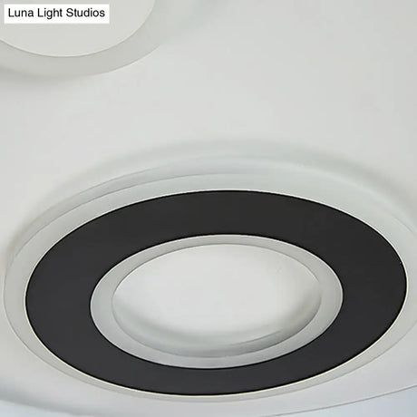 18’/21.5’ Dia Led Flush Lamp Kit - Modern Metallic White Ceiling Light With Warm/White