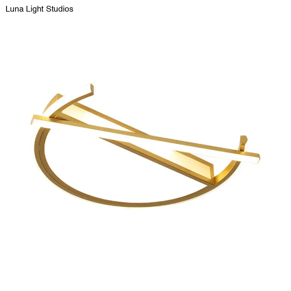 18/21.5 Geometric Flush Mount Led Ceiling Light In Black/Gold - Contemporary Metal Design