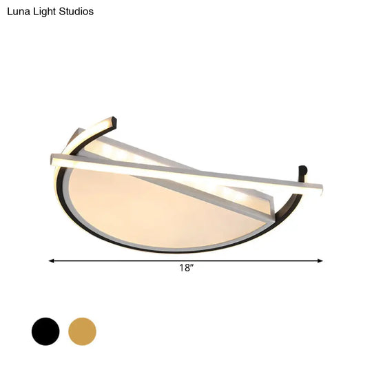 18/21.5 Geometric Flush Mount Led Ceiling Light In Black/Gold - Contemporary Metal Design