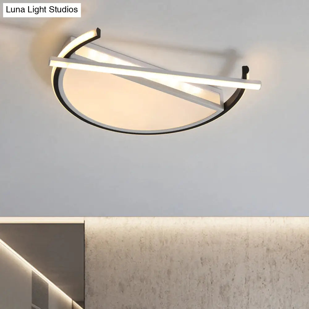 18/21.5 Geometric Flush Mount Led Ceiling Light In Black/Gold - Contemporary Metal Design Black / 18