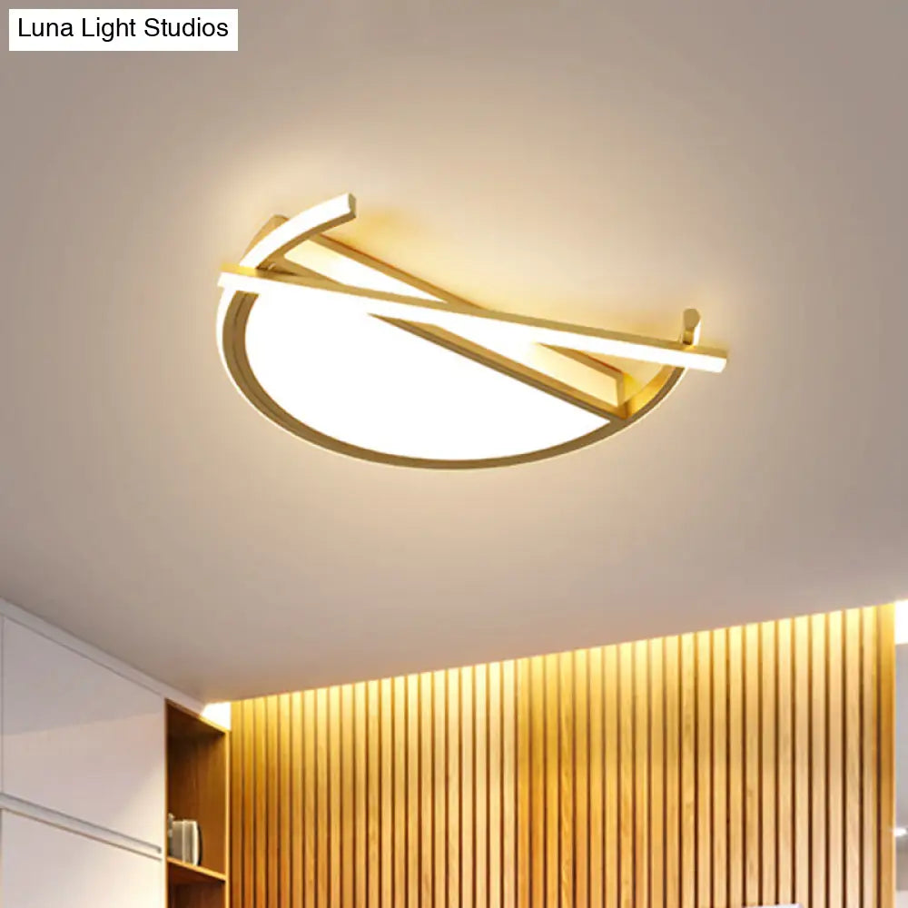 18’/21.5’ Geometric Flush Mount Led Ceiling Light In Black/Gold - Contemporary Metal Design