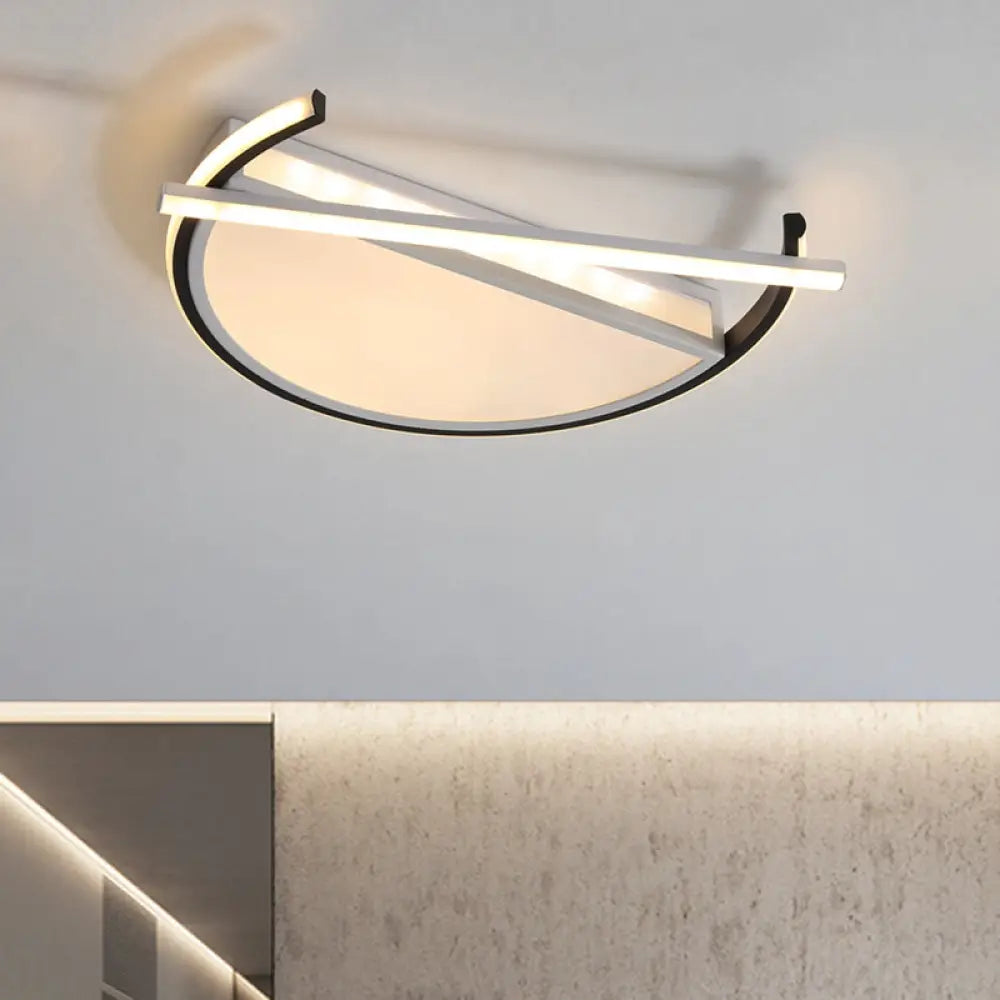 18’/21.5’ Geometric Flush Mount Led Ceiling Light In Black/Gold - Contemporary Metal Design