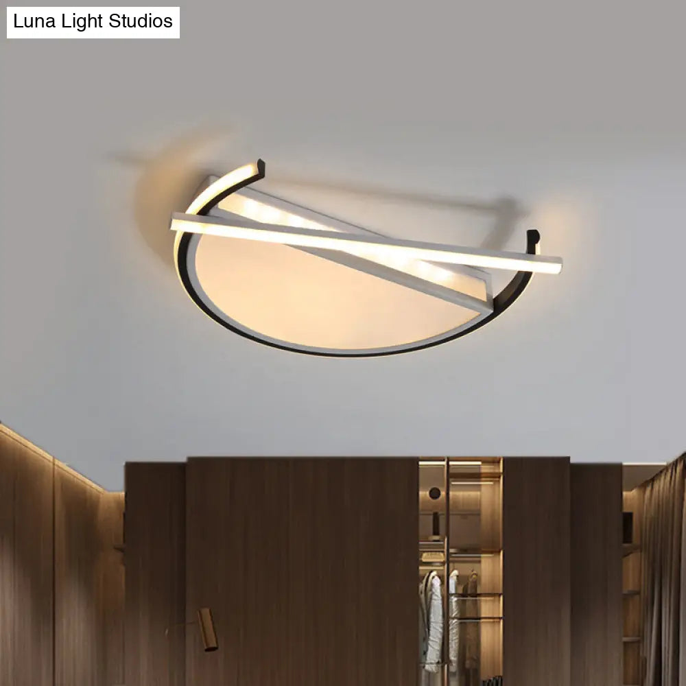 18’/21.5’ Geometric Flush Mount Led Ceiling Light In Black/Gold - Contemporary Metal Design