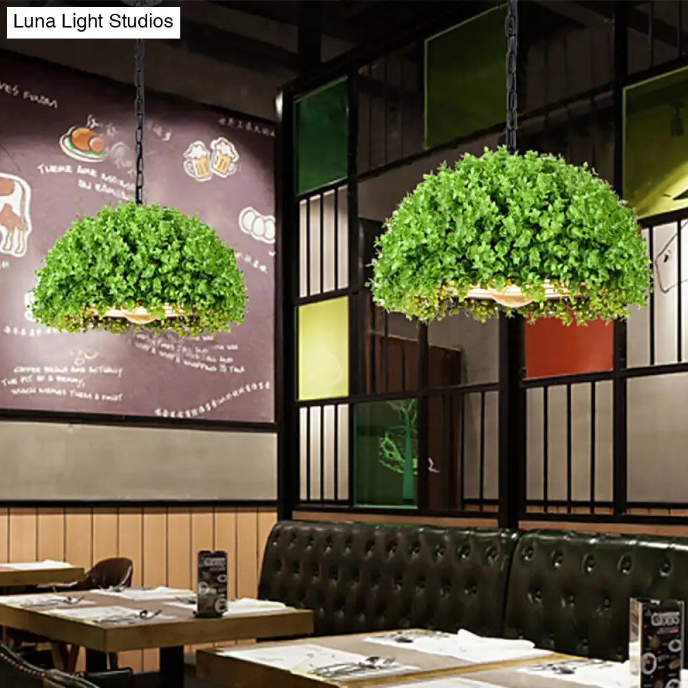 Industrial Plant Hanging Light - Green Metal 18/21.5 Led Ceiling Suspension Lamp