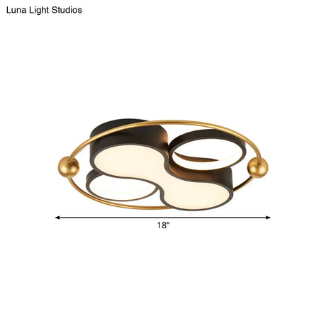 18’/21.5’ Metallic Geometric Flush Light - Black/Gold Led Ceiling Mounted