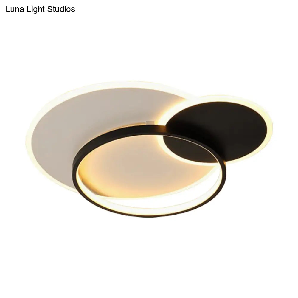 18 21.5 Overlapping Acrylic Flush Mount Led Ceiling Light Simple Black White Warm Remote Control